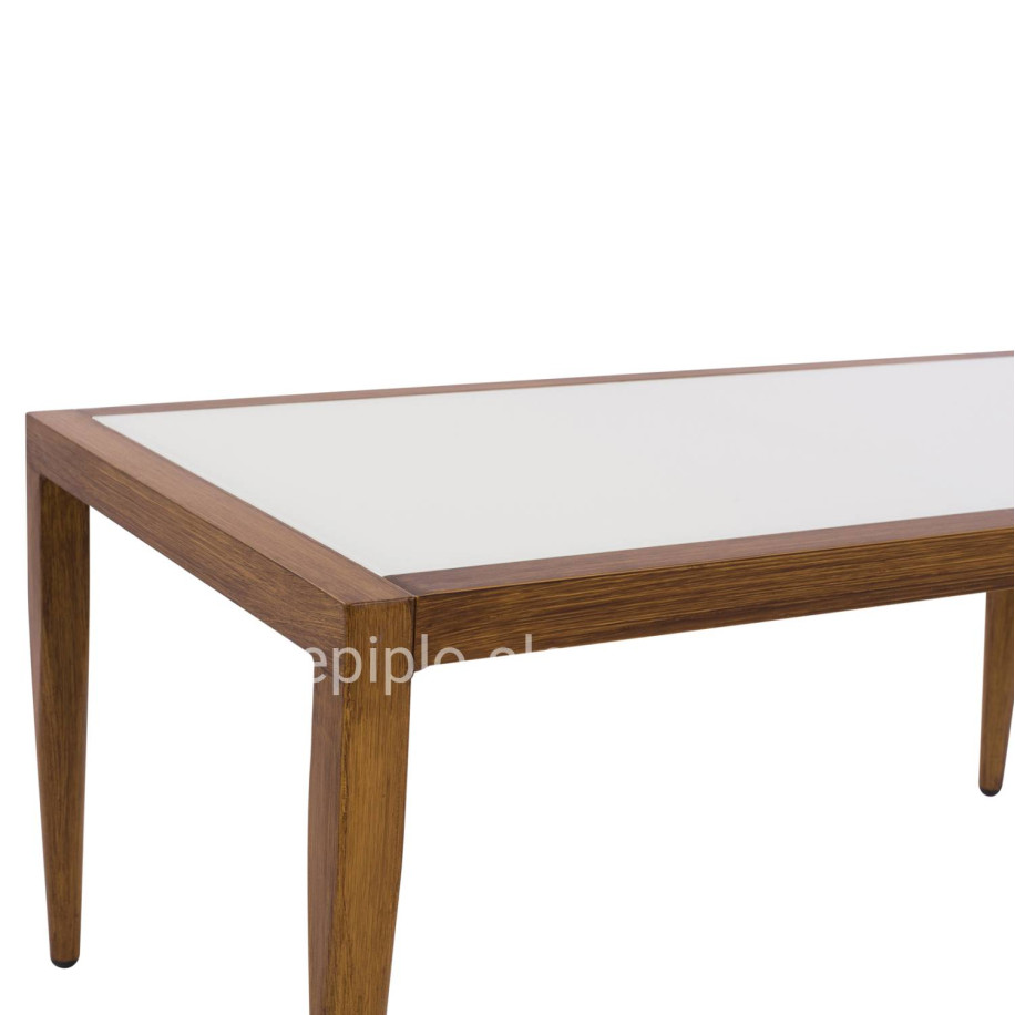 Aluminum Table Bamboo Look with glass 100x58x46 HM5551.01