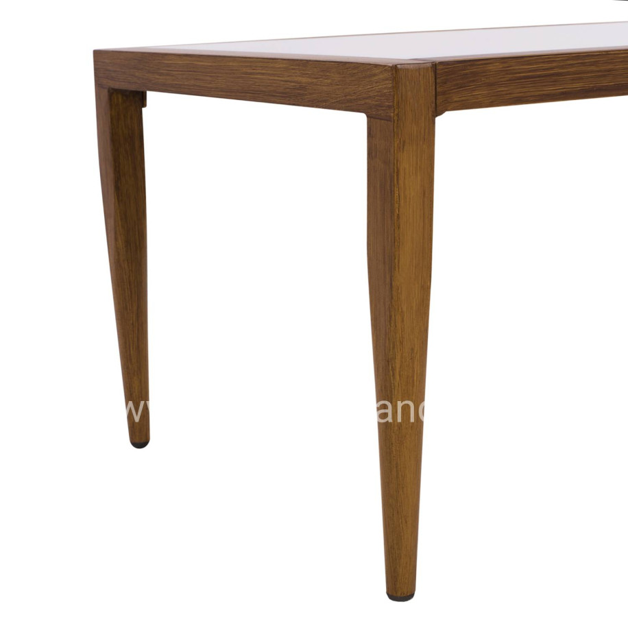 Aluminum Table Bamboo Look with glass 100x58x46 HM5551.01