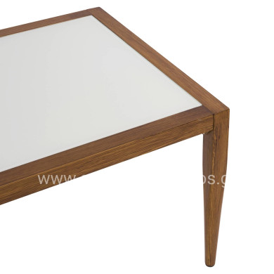 Aluminum Table Bamboo Look with glass 100x58x46 HM5551.01