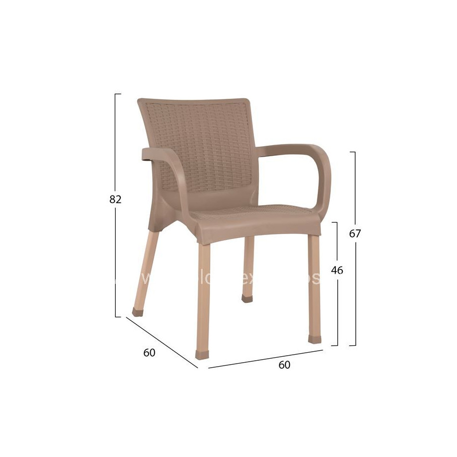 ΠΟΛΥΘΡΟΝΑ ΠΟΛΥΠΡΟΠΥΛΕΝΙΟΥ RATTAN ΠΟΔΙ ALU HM5591.02 ΚΑΠΟΥΤΣΙΝΟ 60x60x82 cm