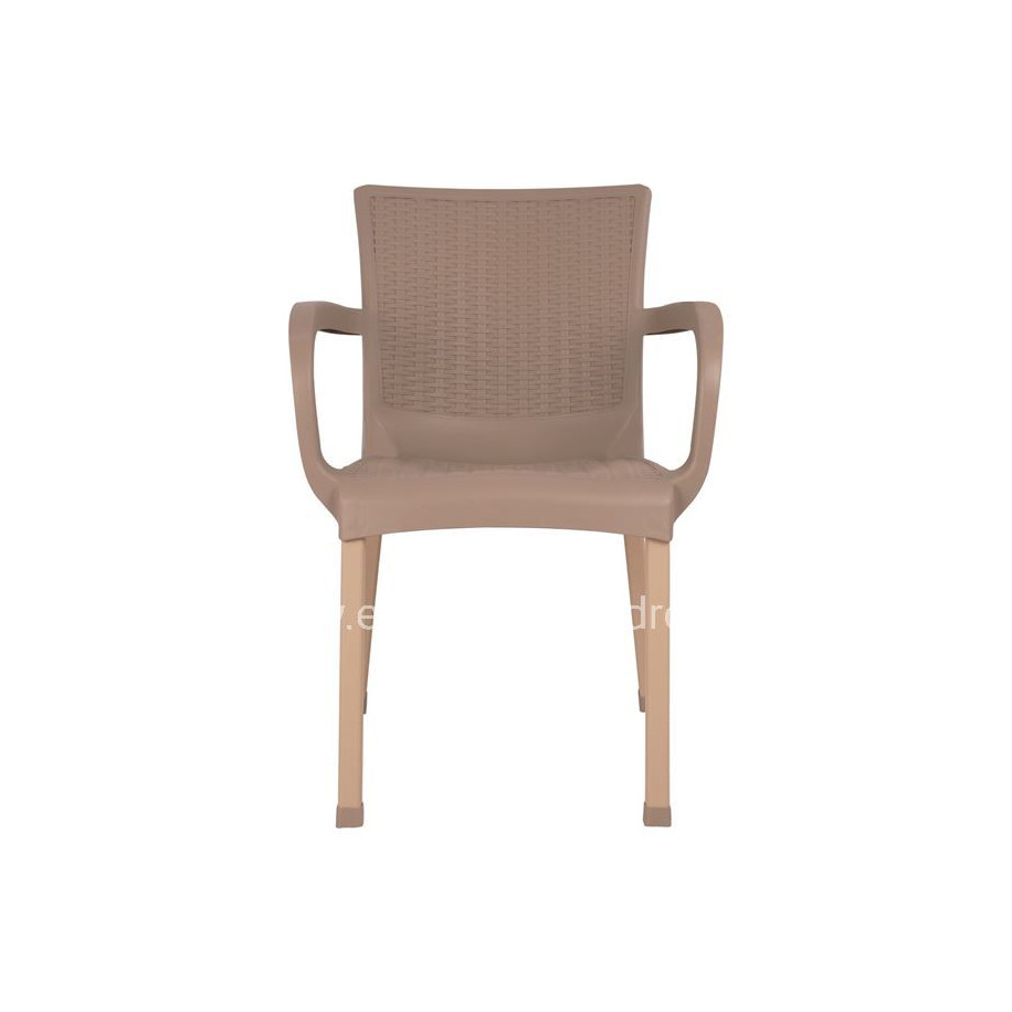 Armchair Polypropylene rattan leg Alu HM5591.02 Cappuccino 60x60x82 cm