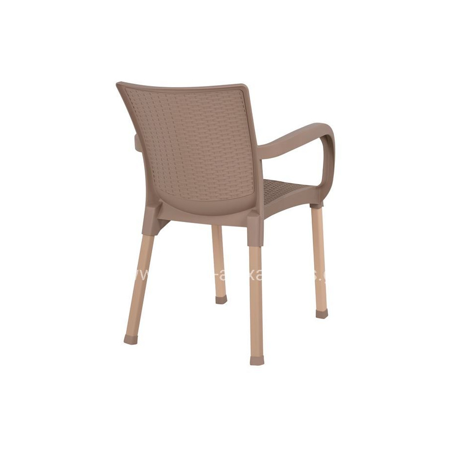 Armchair Polypropylene rattan leg Alu HM5591.02 Cappuccino 60x60x82 cm