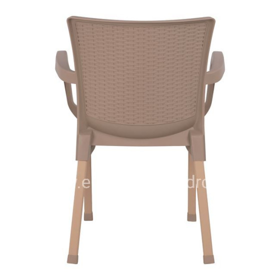 Armchair Polypropylene rattan leg Alu HM5591.02 Cappuccino 60x60x82 cm