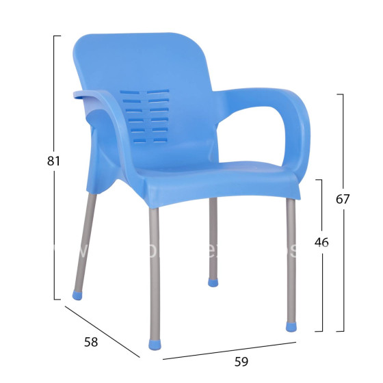 Armchair Polypropylene KAREK HM5592.08 Blue color Aluminum leg 59x58x81 εκ.
