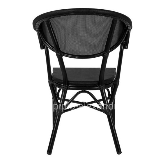 Aluminum Armchiar Bamboo Look Black with textline HM5025.02 59x60x82 cm