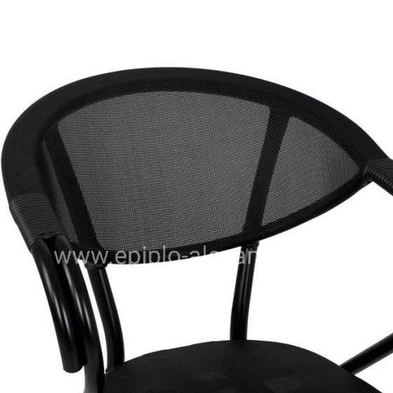 Aluminum Armchiar Bamboo Look Black with textline HM5025.02 59x60x82 cm