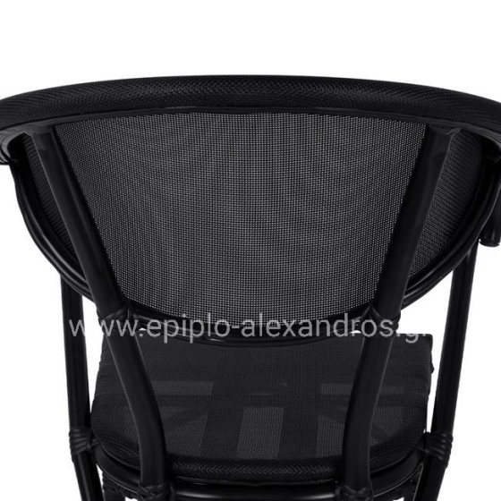 Aluminum Armchiar Bamboo Look Black with textline HM5025.02 59x60x82 cm