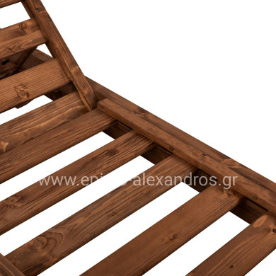 Sunbed Wooden Heavy-duty Macadonia HM5646.01 Walnut 204X77,5X29cm