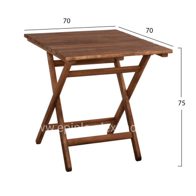 Director''s Table Limnos 70x70x75cm Solid Wood Impregnation Walnut HM5648.01