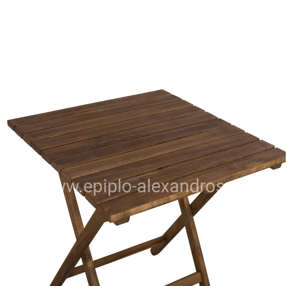 Director''s Table Limnos 70x70x75cm Solid Wood Impregnation Walnut HM5648.01