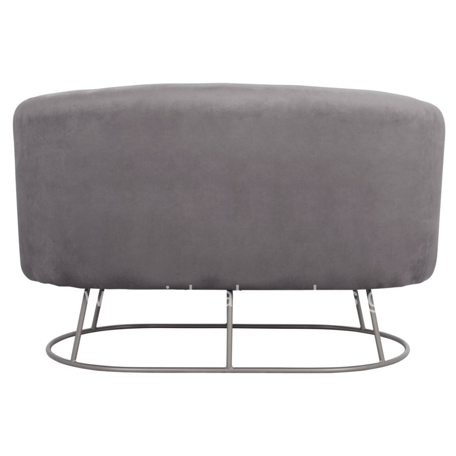 Sofa 2 seater Arien from velvet Grey with Silver Base HM8492.01 125Χ80Χ84cm