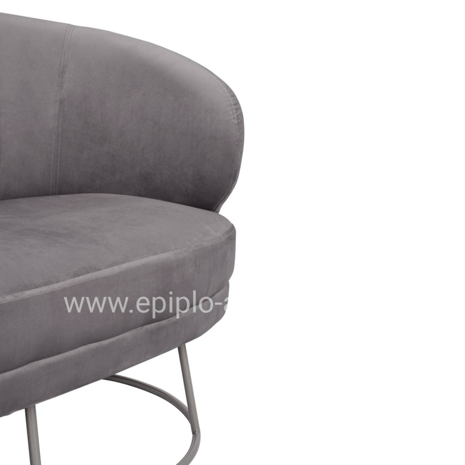 Sofa 2 seater Arien from velvet Grey with Silver Base HM8492.01 125Χ80Χ84cm