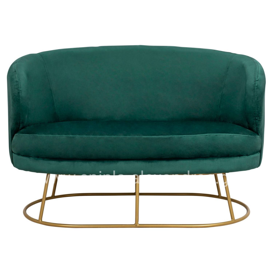 Sofa 2 seater Arien from Velver Cyppress Green with gold base HM8492.03 125X80X84cm
