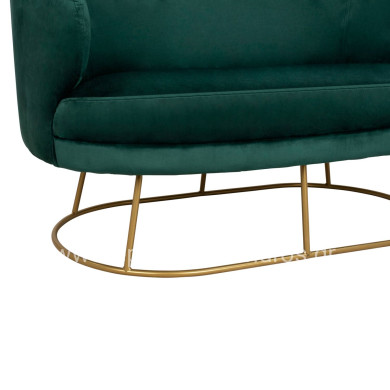 Sofa 2 seater Arien from Velver Cyppress Green with gold base HM8492.03 125X80X84cm