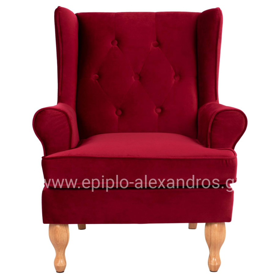 Armchair Red Velvet Brandon 81x83x101cm HM3073.14