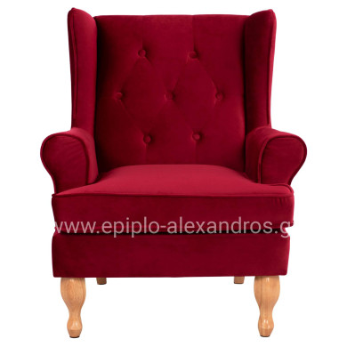 Armchair Red Velvet Brandon 81x83x101cm HM3073.14