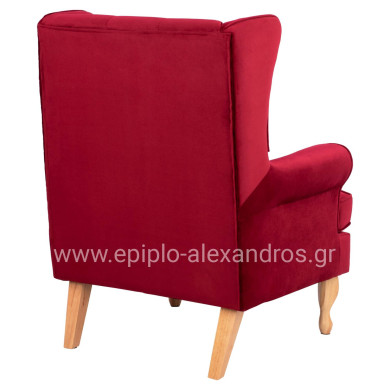 Armchair Red Velvet Brandon 81x83x101cm HM3073.14
