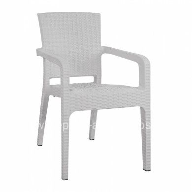 Polypropylene Armchair Rattan HM5590.04 White color 58x55x87 cm.