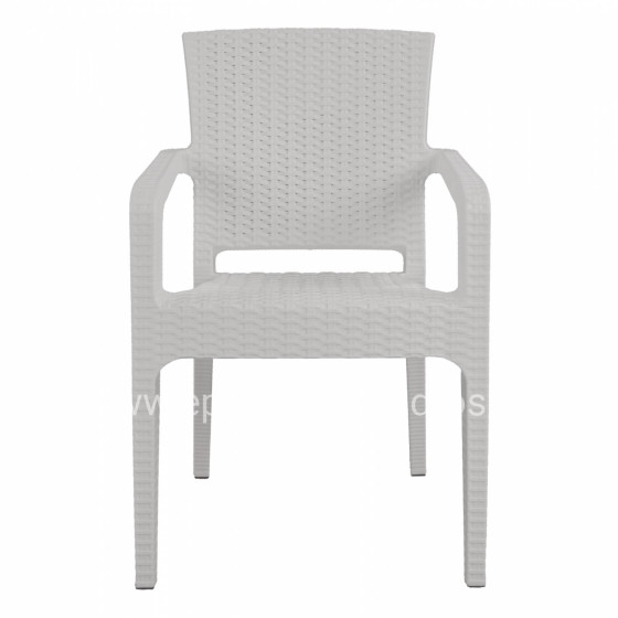 Polypropylene Armchair Rattan HM5590.04 White color 58x55x87 cm.