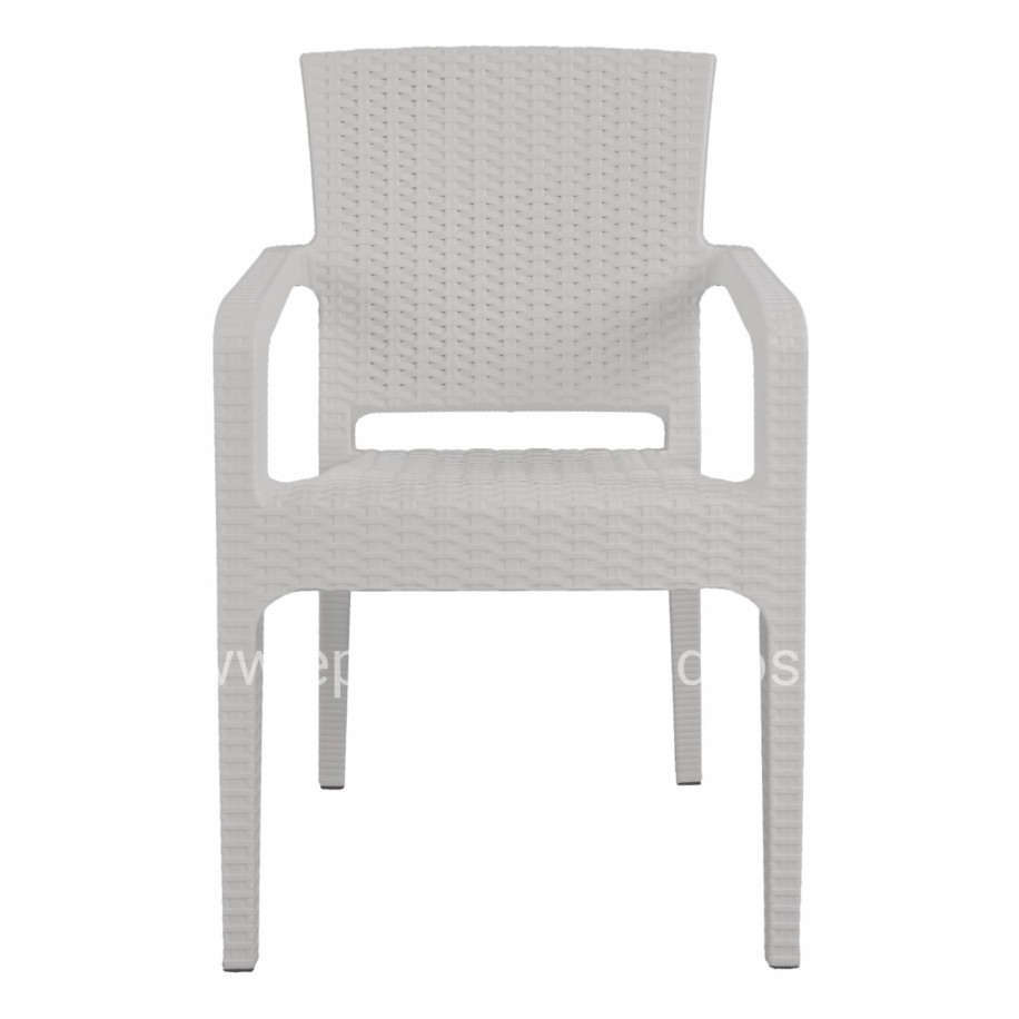 Polypropylene Armchair Rattan HM5590.04 White color 58x55x87 cm.