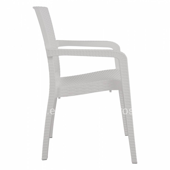 Polypropylene Armchair Rattan HM5590.04 White color 58x55x87 cm.