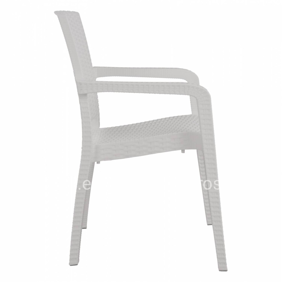 Polypropylene Armchair Rattan HM5590.04 White color 58x55x87 cm.