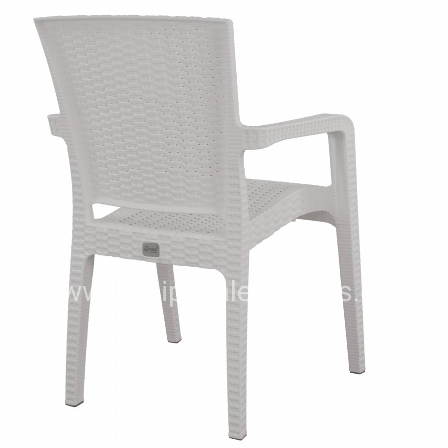 Polypropylene Armchair Rattan HM5590.04 White color 58x55x87 cm.