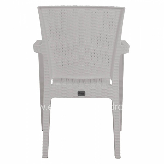Polypropylene Armchair Rattan HM5590.04 White color 58x55x87 cm.