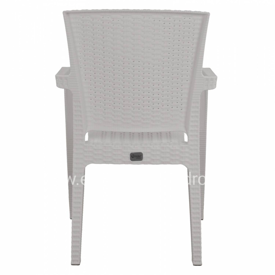 Polypropylene Armchair Rattan HM5590.04 White color 58x55x87 cm.