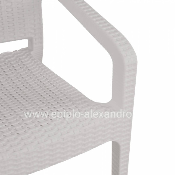 Polypropylene Armchair Rattan HM5590.04 White color 58x55x87 cm.