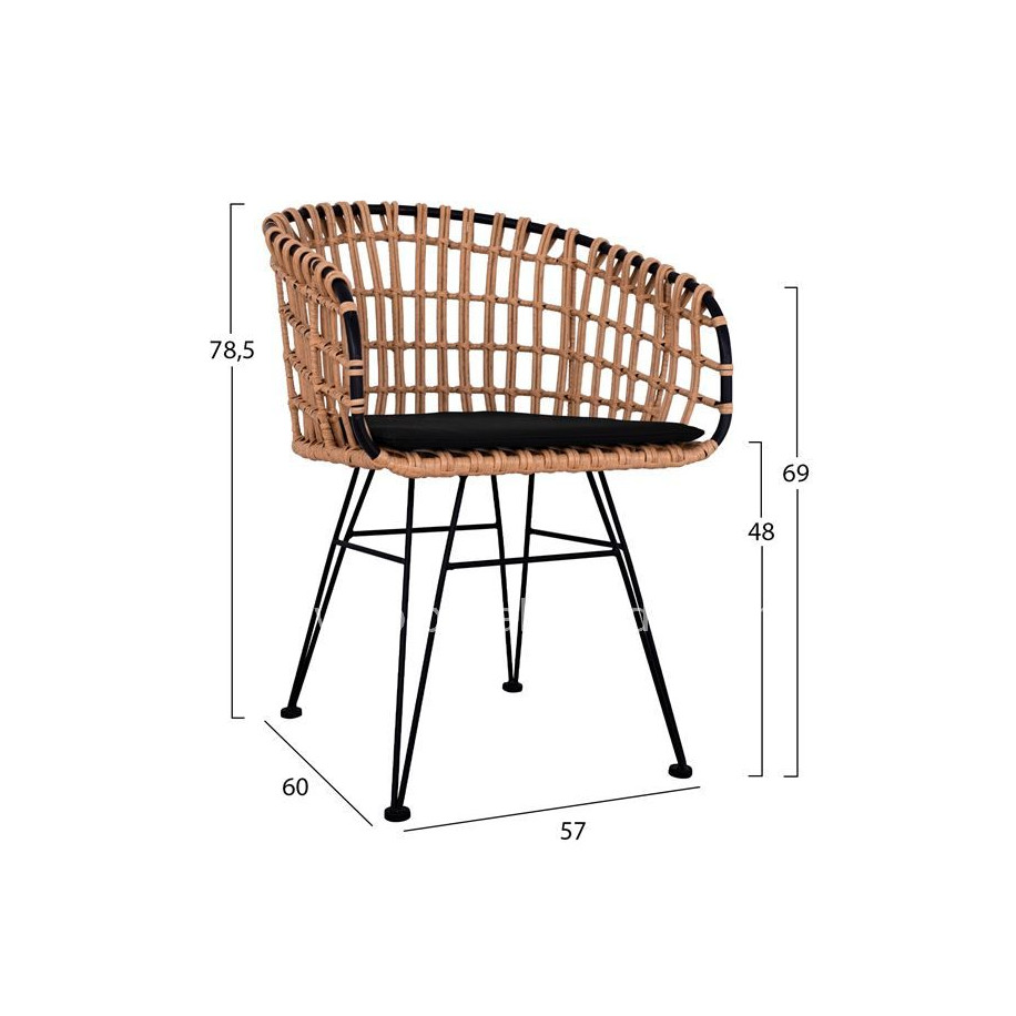 Set 3 pieces Allegra Wicker with Table 80x80x78 Beige & Black color HM10481