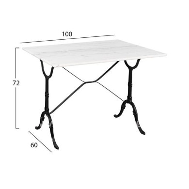 Table with Base from cast iron HM464 with marble 100x60x72