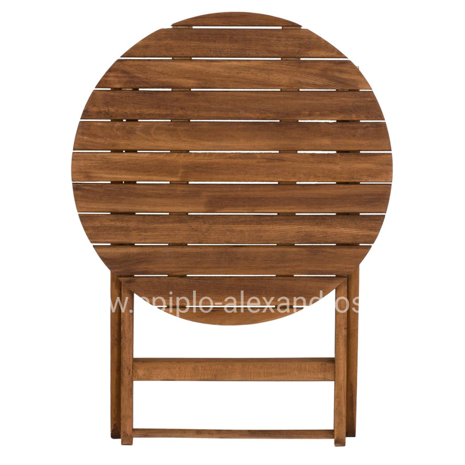 Director's Chair Limnos Round 70cm solid oak wood Walnut HM5654.01