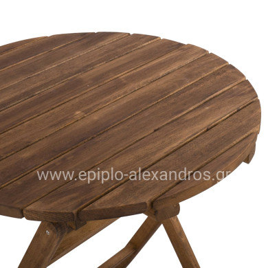 Director's Chair Limnos Round 70cm solid oak wood Walnut HM5654.01