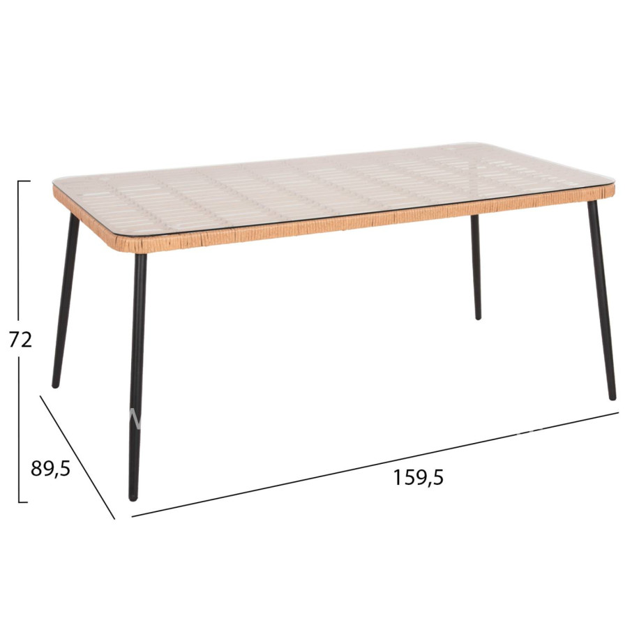 OUTDOOR DINING SET 7PCS ALLEGRA HM10495 WICKER IN BEIGE-METAL IN BLACK