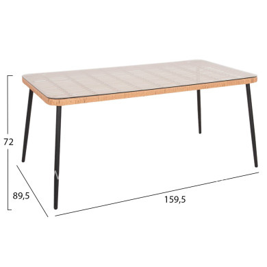 OUTDOOR DINING SET 7PCS ALLEGRA HM10495 WICKER IN BEIGE-METAL IN BLACK