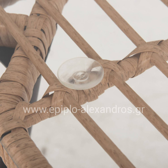 OUTDOOR DINING SET 7PCS ALLEGRA HM10495 WICKER IN BEIGE-METAL IN BLACK