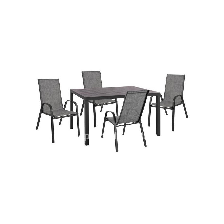 DINING SET 5PCS HM10531-ALUMINUM TABLE 140Χ80Χ75.5H & 4 CHAIRS METALLIC IN GREY