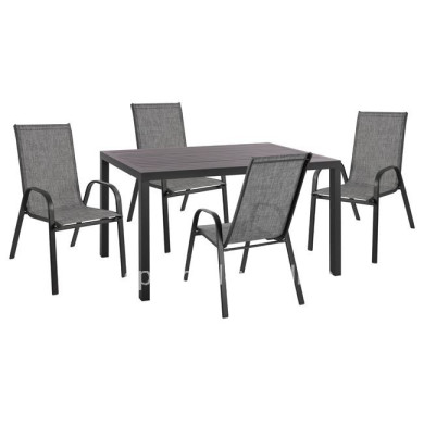 DINING SET 5PCS HM10531-ALUMINUM TABLE 140Χ80Χ75.5H & 4 CHAIRS METALLIC IN GREY
