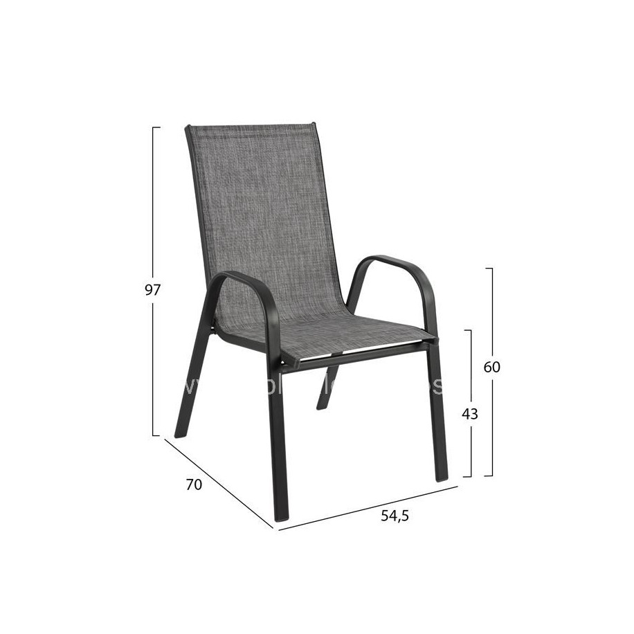 DINING SET 5PCS HM10531-ALUMINUM TABLE 140Χ80Χ75.5H & 4 CHAIRS METALLIC IN GREY