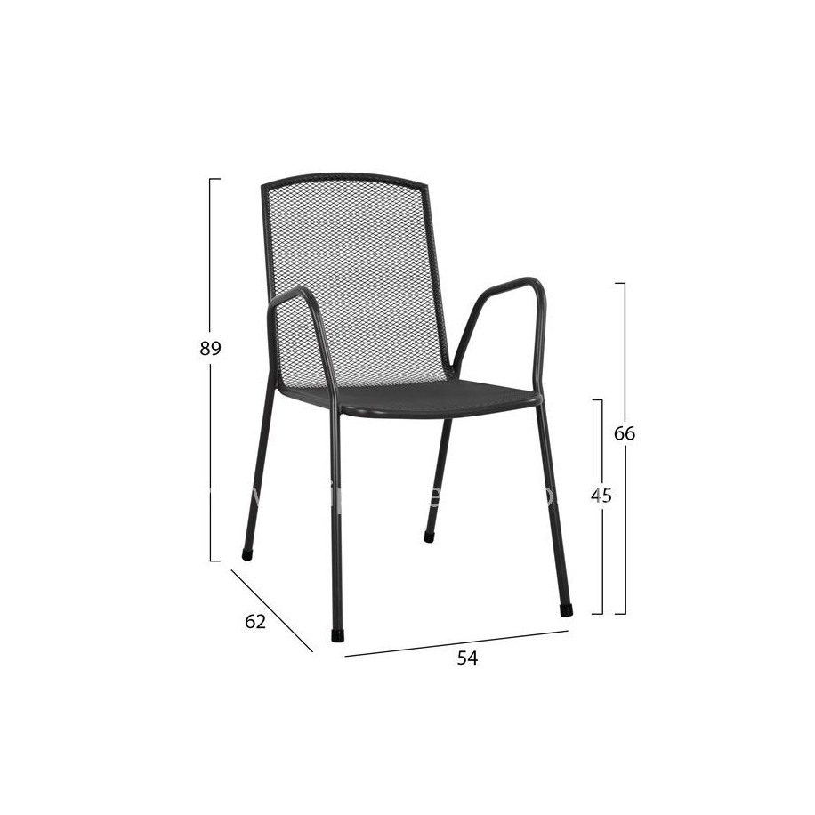Set 5 pieces with Table 140x80x75.5 aluminum & Metallic chairs Grey color HM10533