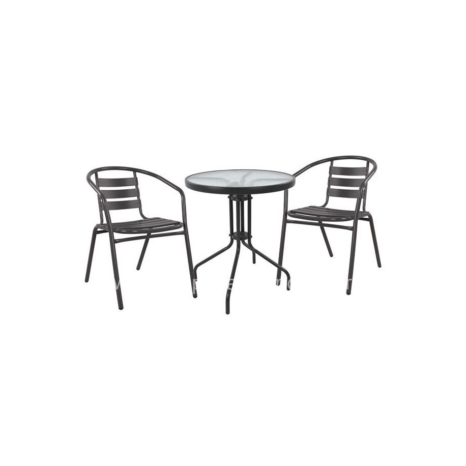 Set 3 pieces with Table Lima rounded 60x70cm & Armchairs Laur grey color HM10467