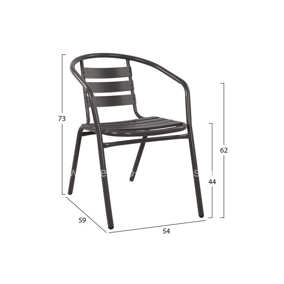 Set 3 pieces with Table Lima rounded 60x70cm & Armchairs Laur grey color HM10467