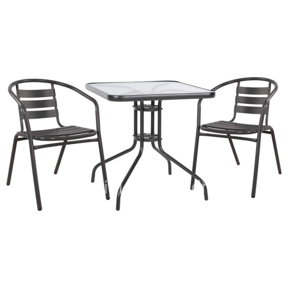 Set 3 pieces With Table Figo 70x70x72 & Armchairs Laura Grey Color HM10469