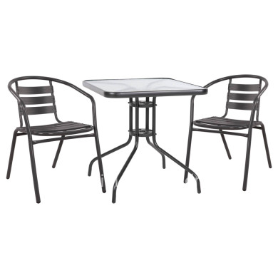 Set 3 pieces With Table Figo 70x70x72 & Armchairs Laura Grey Color HM10469