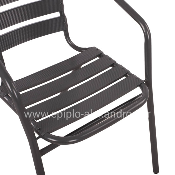 ΣΕΤ 3ΤΜΧ ΜΕ ΤΡΑΠΕΖΙ FIGO 70Χ70Χ72Υ & ΠΟΛΥΘΡΟΝΕΣ LAURA ΓΚΡΙ ΧΡΩΜΑ HM10469