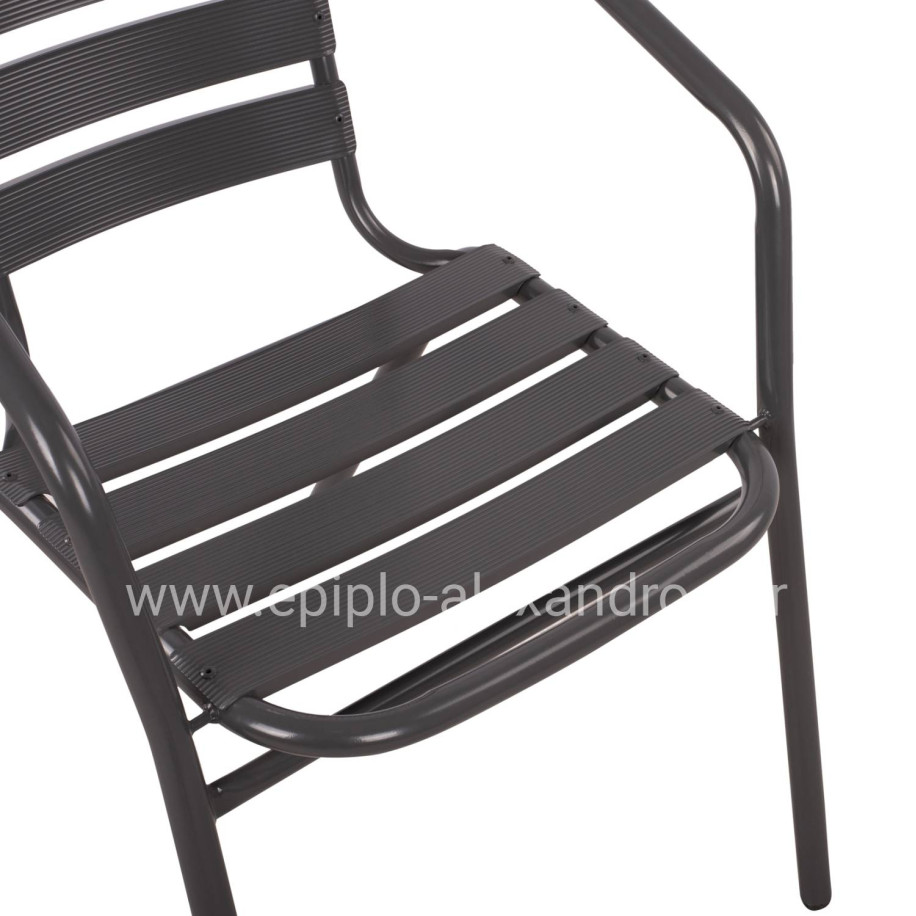 Set 3 pieces With Table Figo 70x70x72 & Armchairs Laura Grey Color HM10469