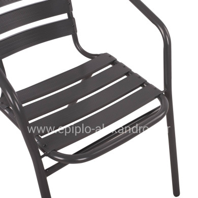 Set 3 pieces With Table Figo 70x70x72 & Armchairs Laura Grey Color HM10469