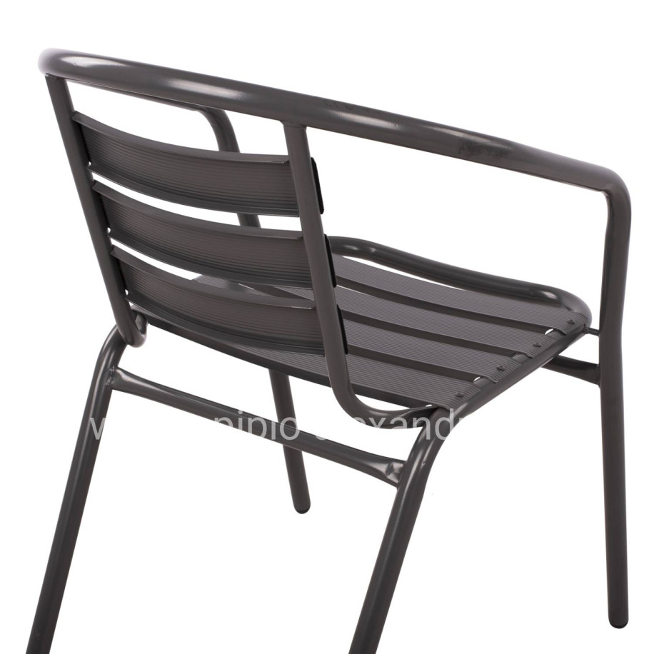 Set 3 pieces With Table Figo 70x70x72 & Armchairs Laura Grey Color HM10469