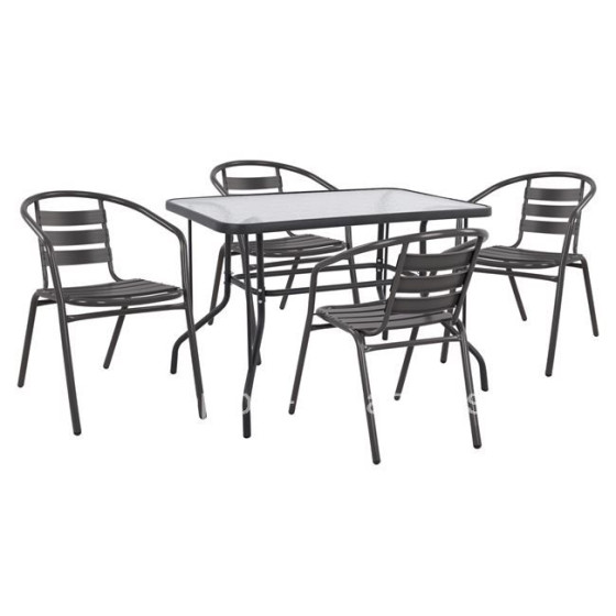 ΣΕΤ 5ΤΜΧ ΜΕ ΤΡΑΠΕΖΙ ADAM 110Χ60Χ71Υ & ΠΟΛΥΘΡΟΝΕΣ LAURA ΓΚΡΙ ΧΡΩΜΑ HM10472